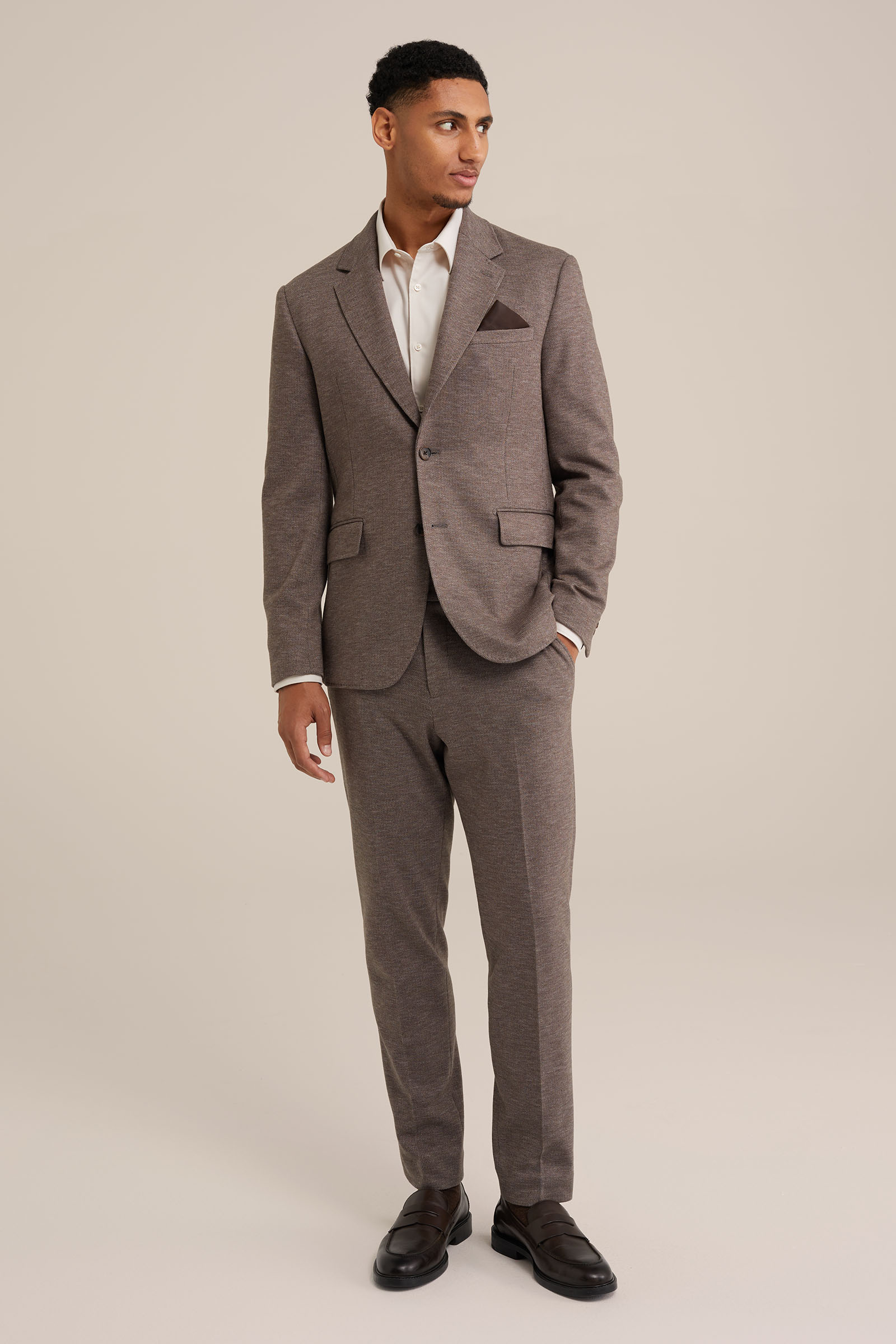 Heren premium flannel look blazer van gebreid materiaal