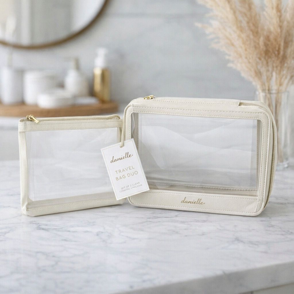 Danielle Creations Cream Slouch Cosmetic Travel Case Duo