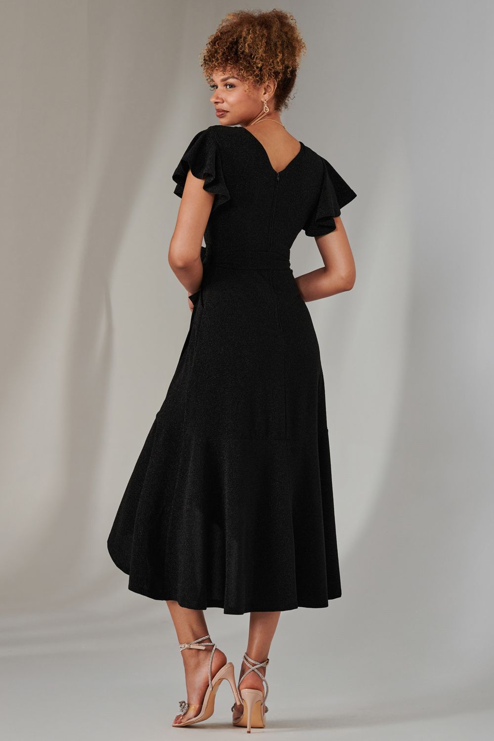 Jolie Moi Marlie Metallic Angel Sleeve Maxi Dress