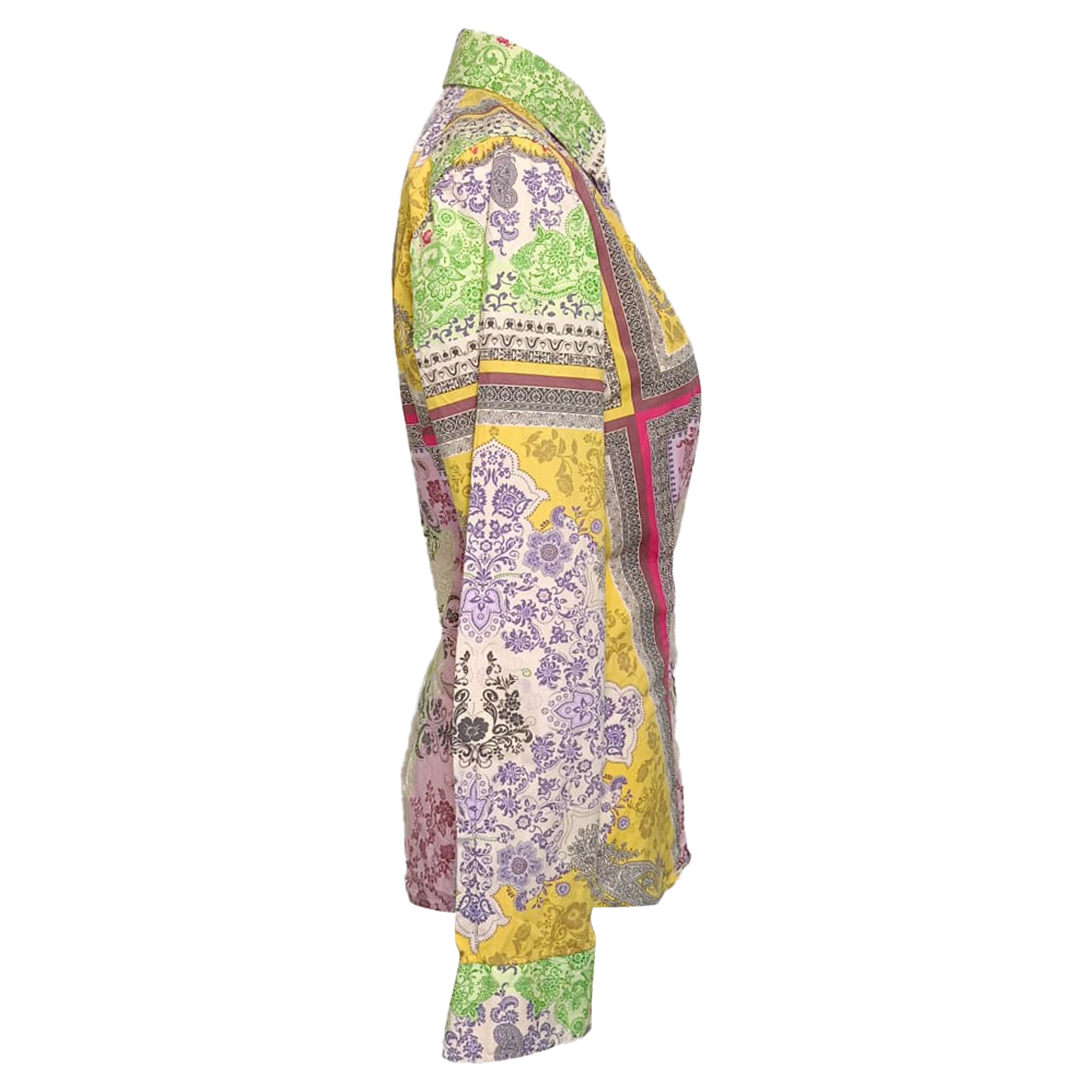 Etro Preloved Floral Printed Button Front Shirt in Multicolor Cotton