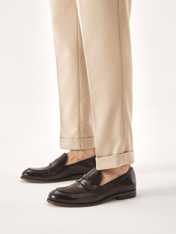 Men's brown leather loafers