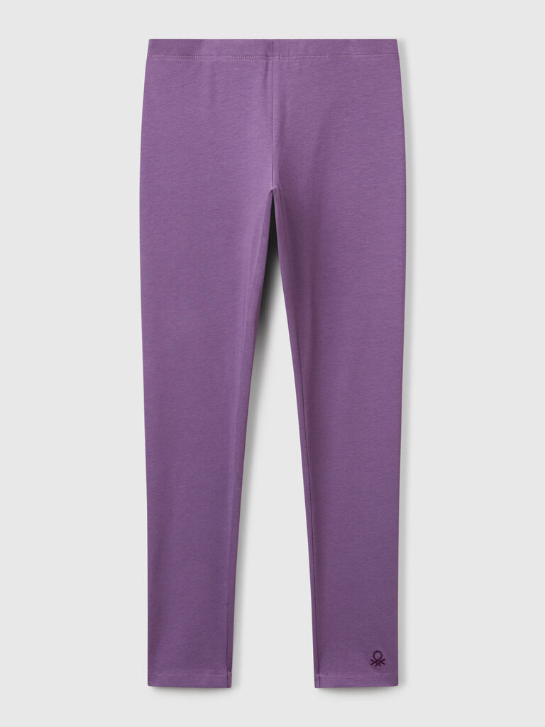 Stretch cotton leggings with logo