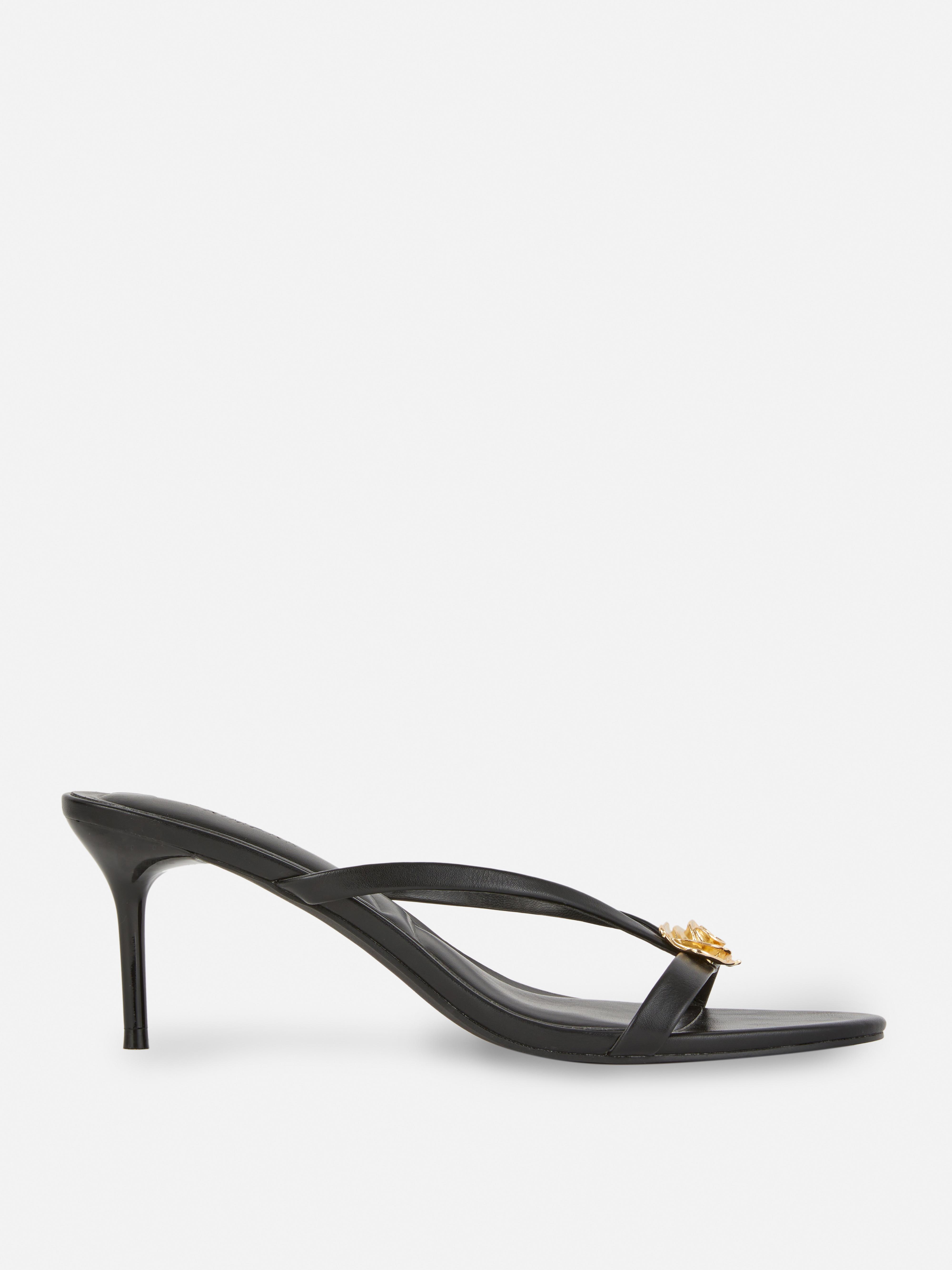 Metal Detail Kitten Mule Heels