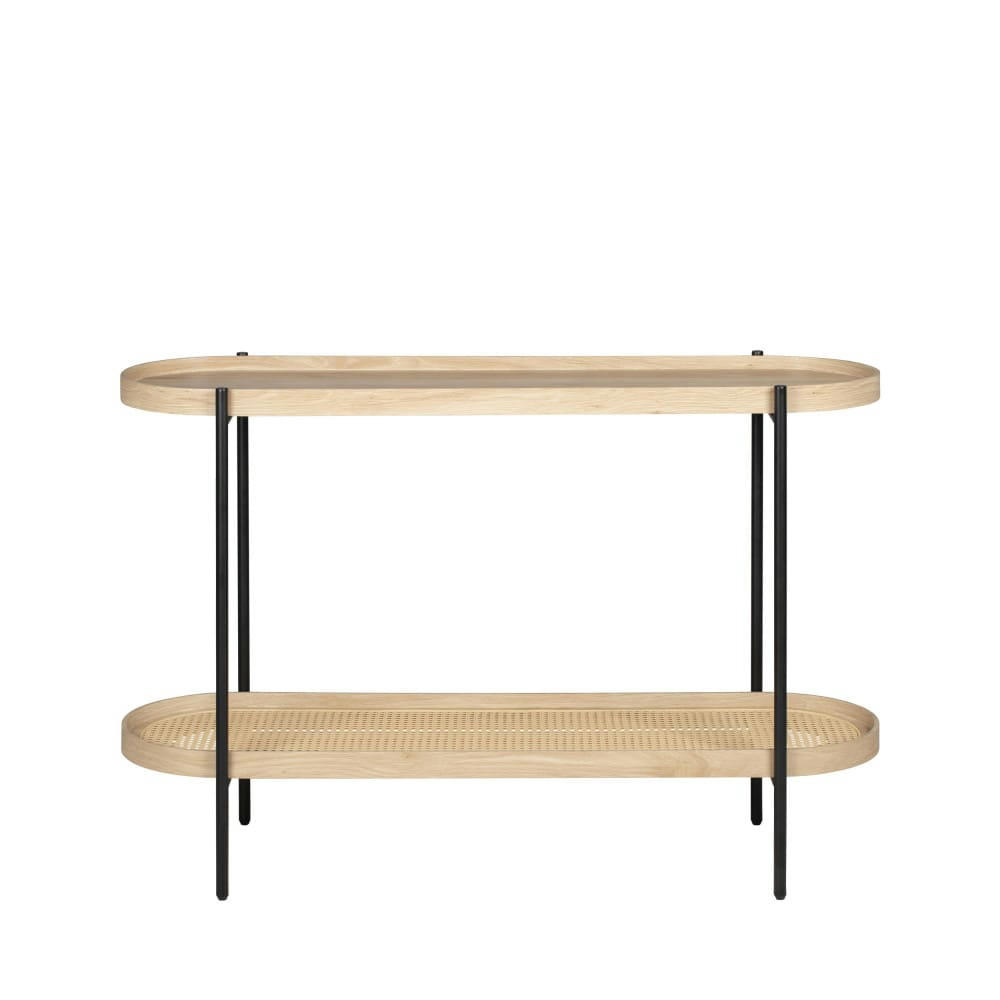 LAHOLM - Console en bois, cannage et métal l120xh78cm bois clair