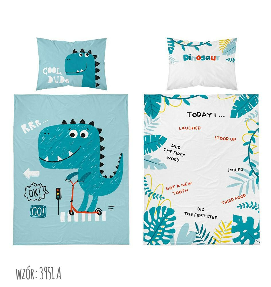 Pościel bambusowa 100x135 3951 A Dinozaur turkusowa 40x60 Bambus 103
