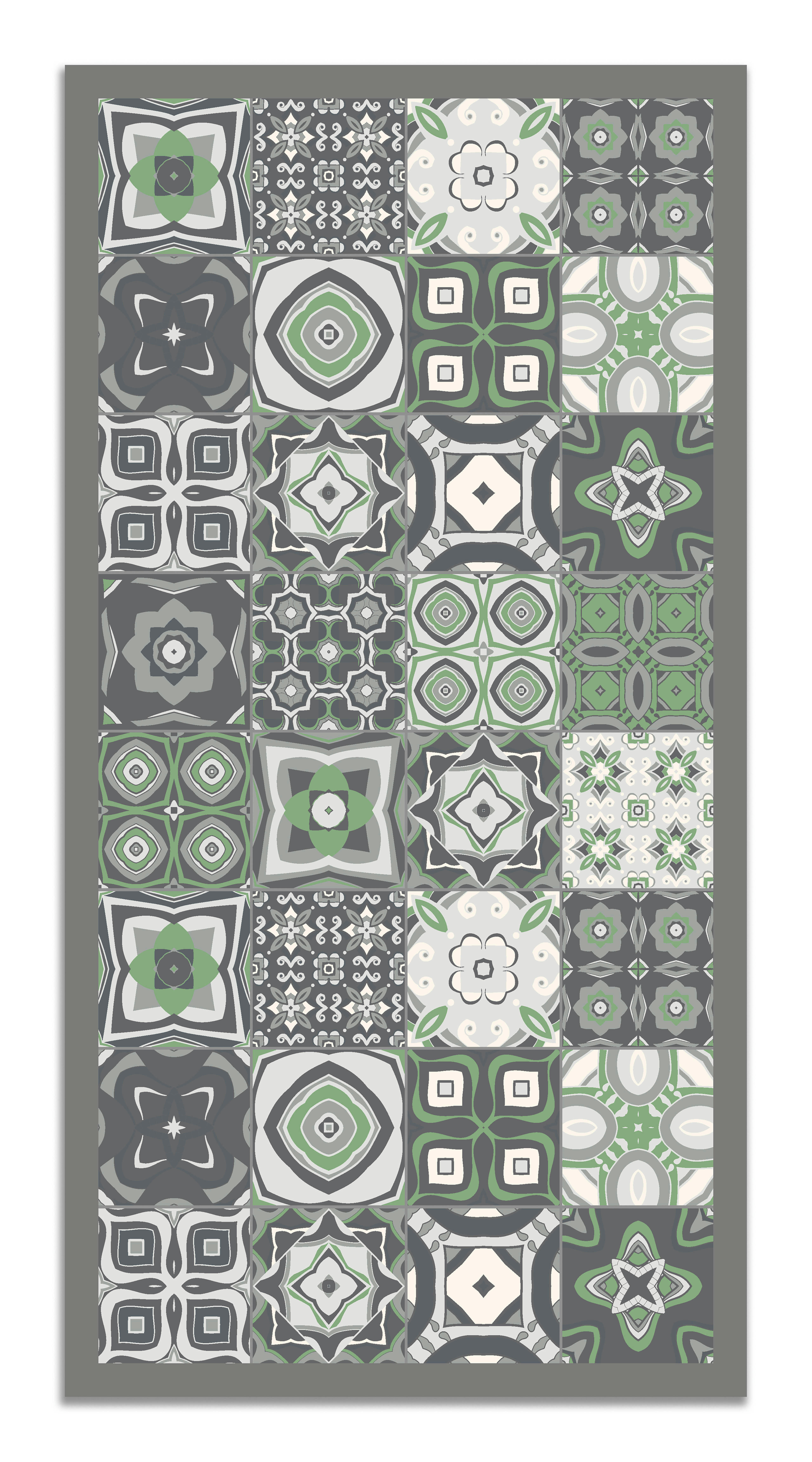 - Tapis vinyle carreaux ciments vert 80x150cm