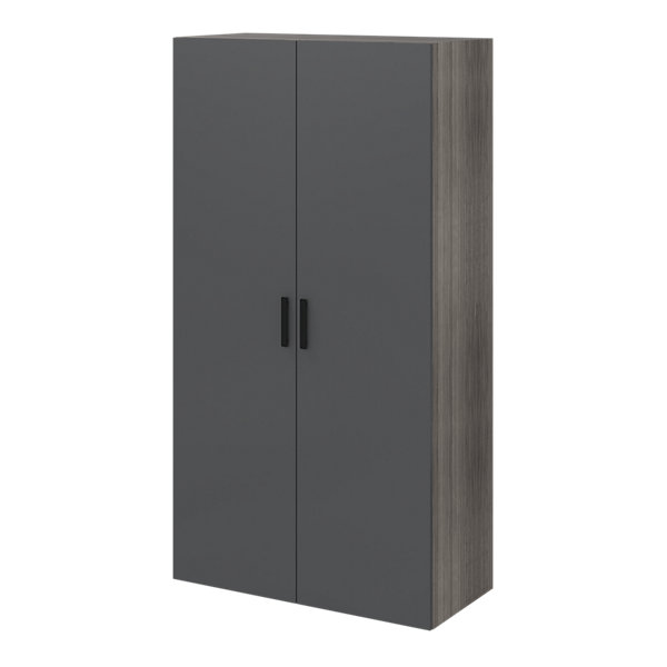 Armoire penderie 2 portes battantes anthracite et effet chêne grisé GoodHome Atomia H. 187 x L. 100 x P. 45 cm