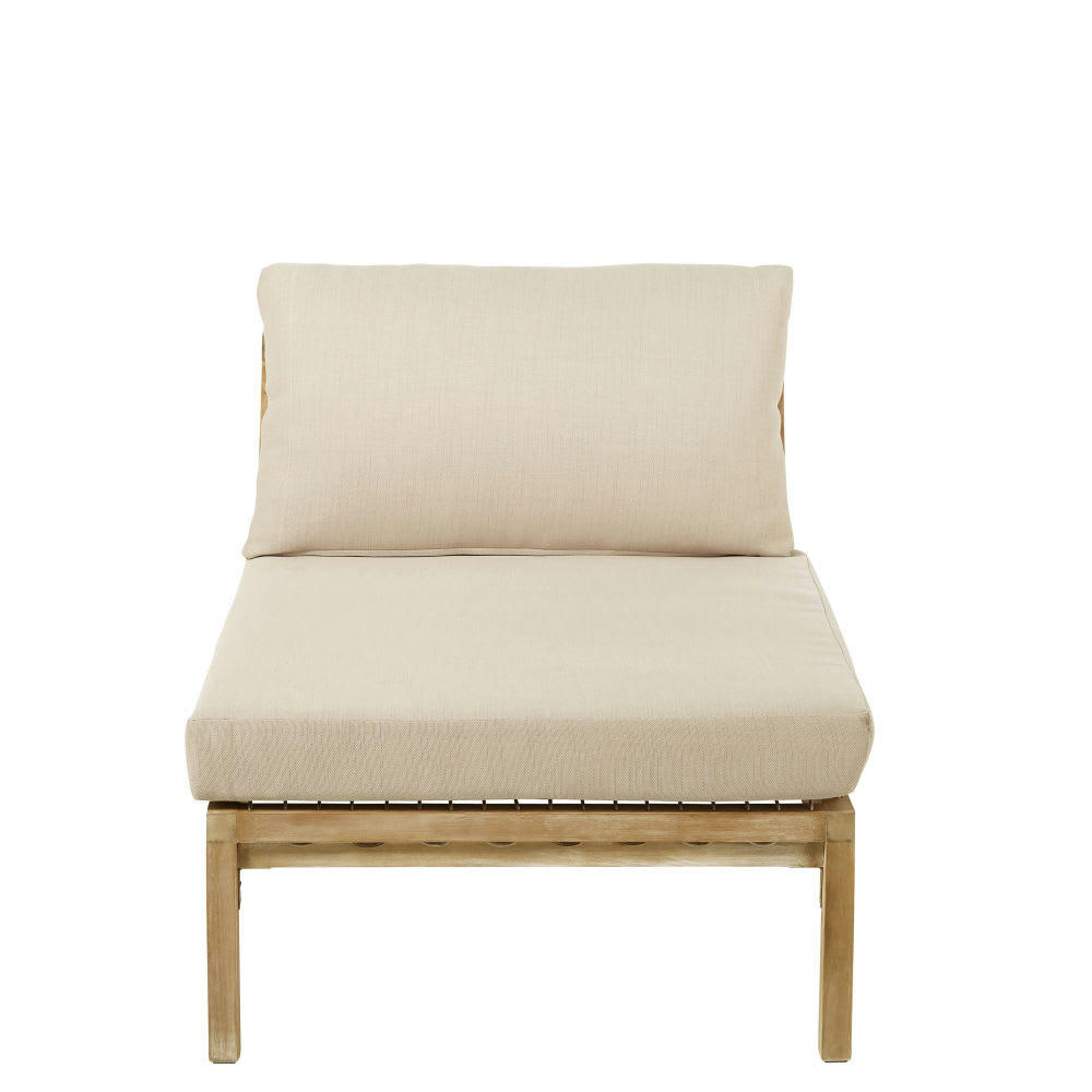 Maupiti - Chauffeuse pour canapé de jardin modulable en résine tressée et toile taupe clair