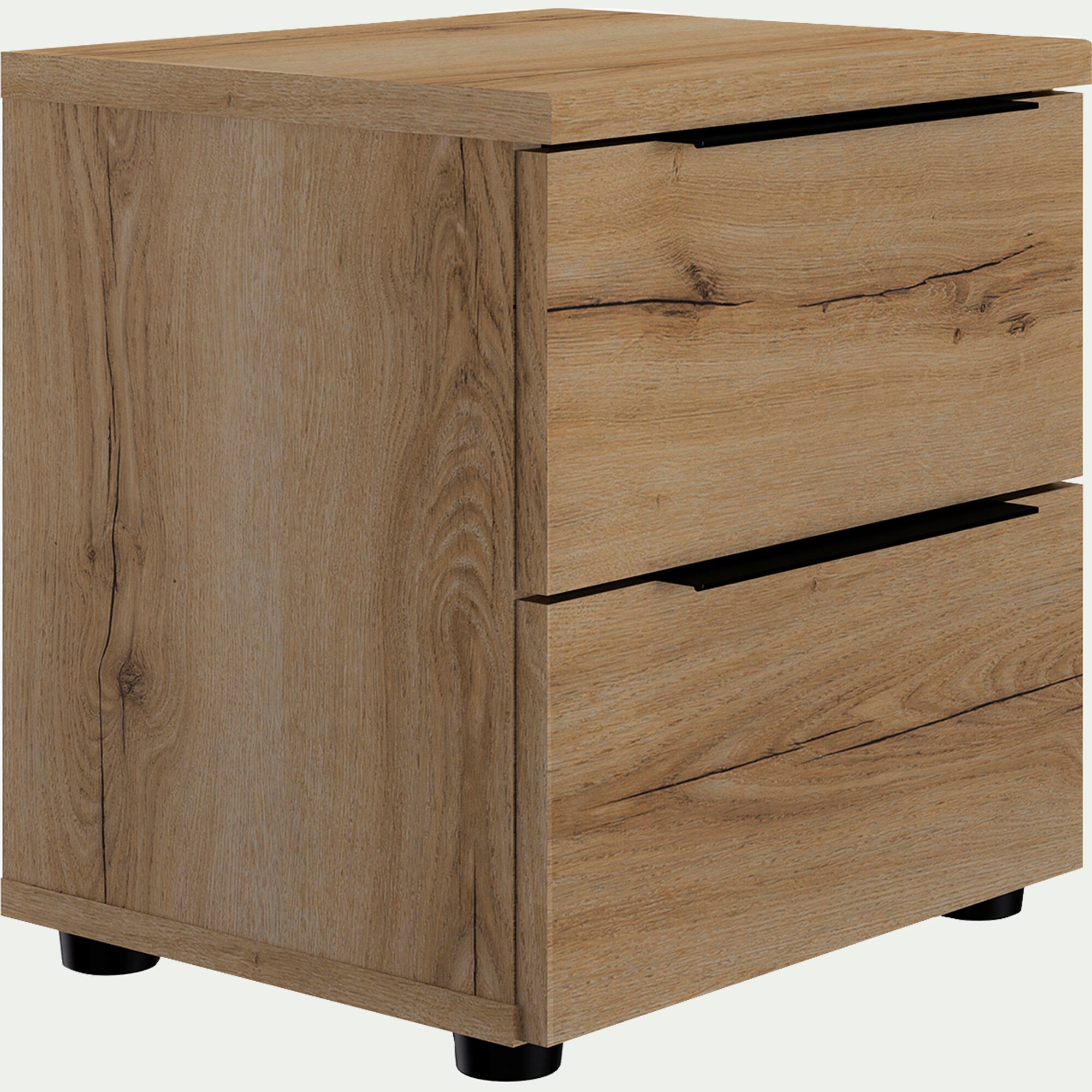 LUCIAN - Table de chevet en bois 2 tiroirs L40xl36xH43cm- bois clair