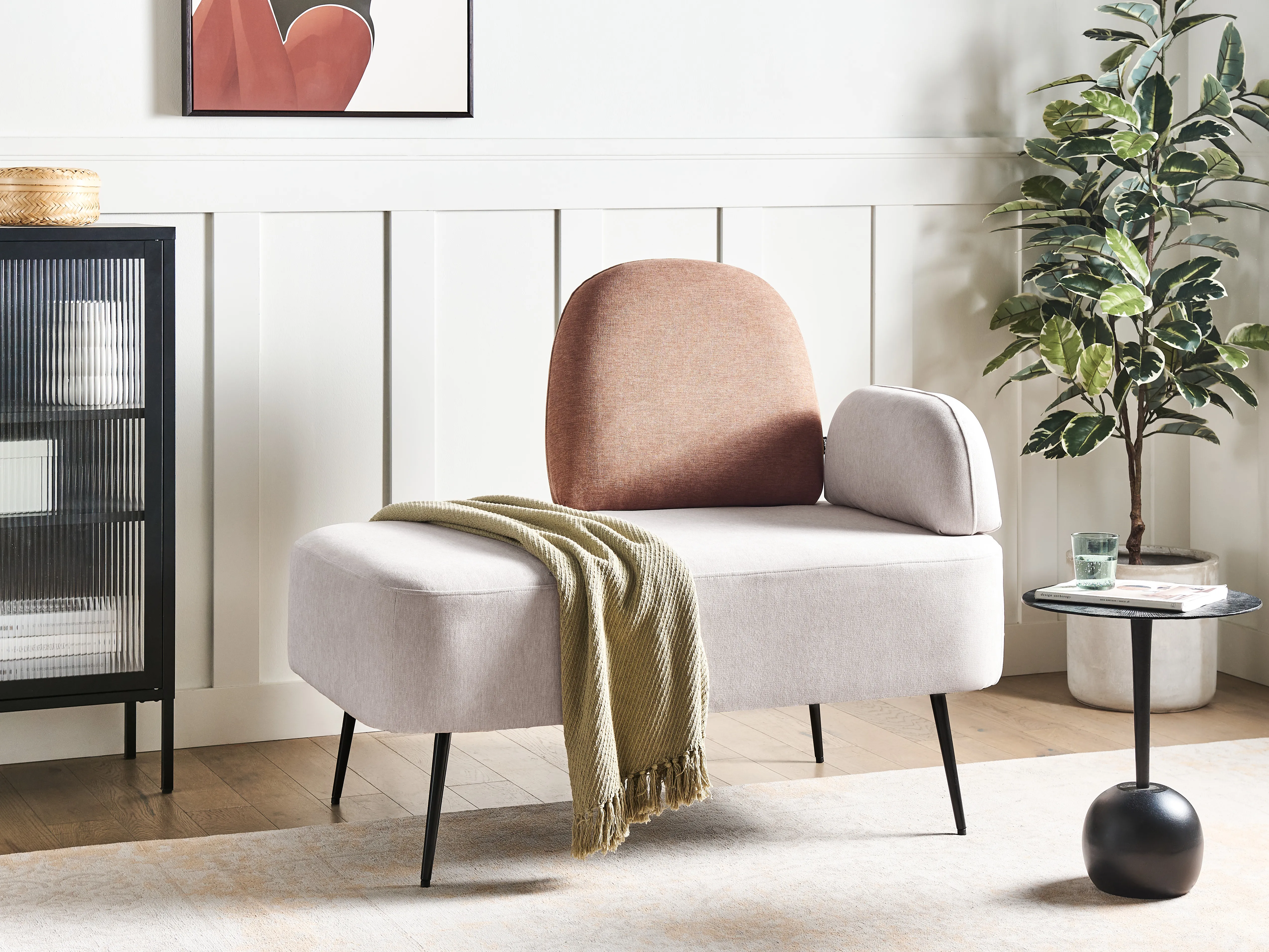 Right-Hand Chaise Longue ARCEY Fabric Brown