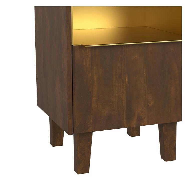 TAIKO - Table de chevet en bois et métal, 1 tiroir et 1 porte