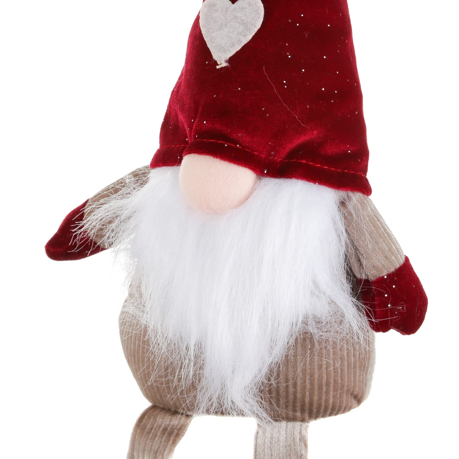 Gnomo Natale gambemolli 55 cm rosso cuore