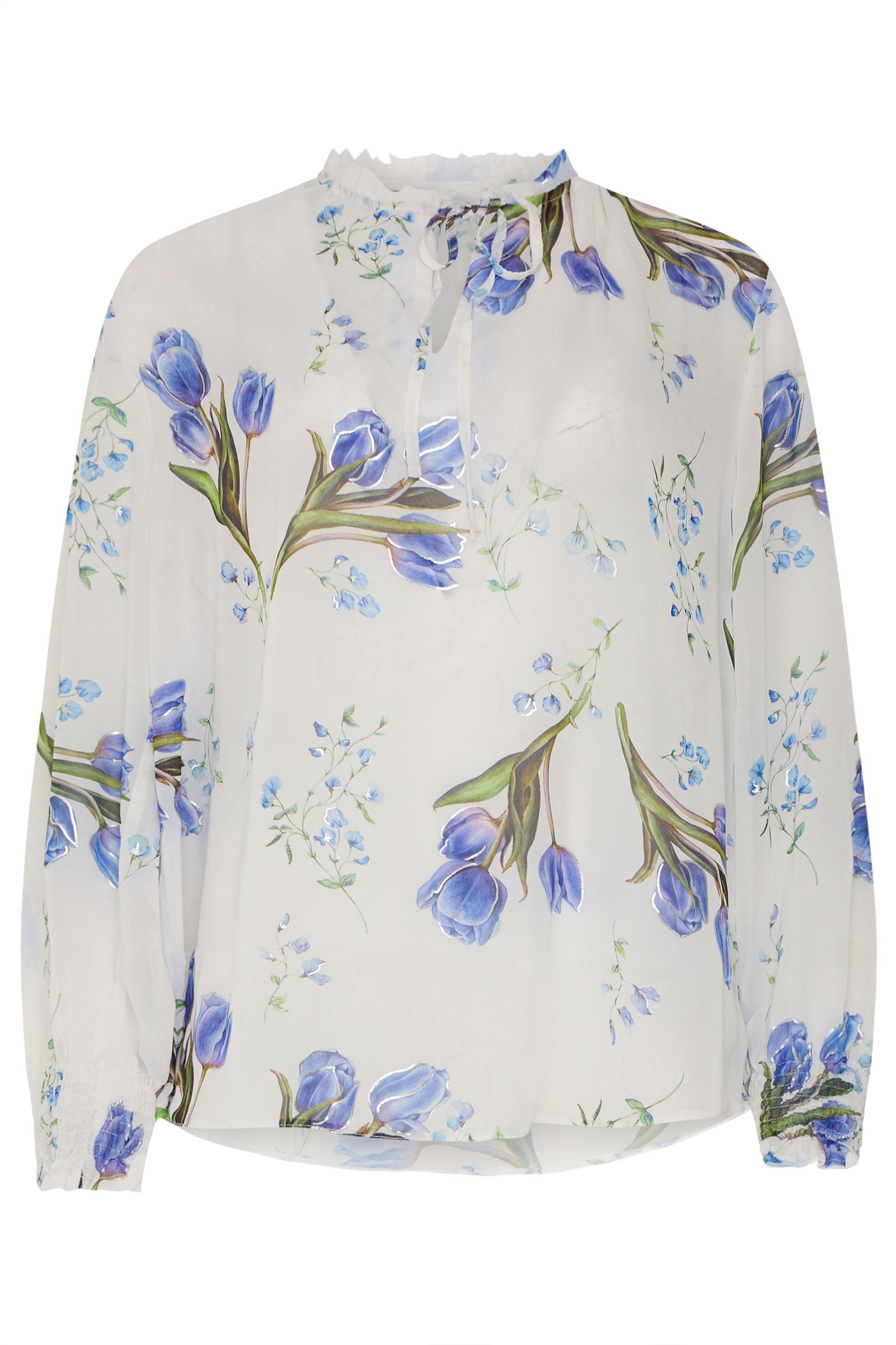 M&Co Floral Tie Neck Blouse