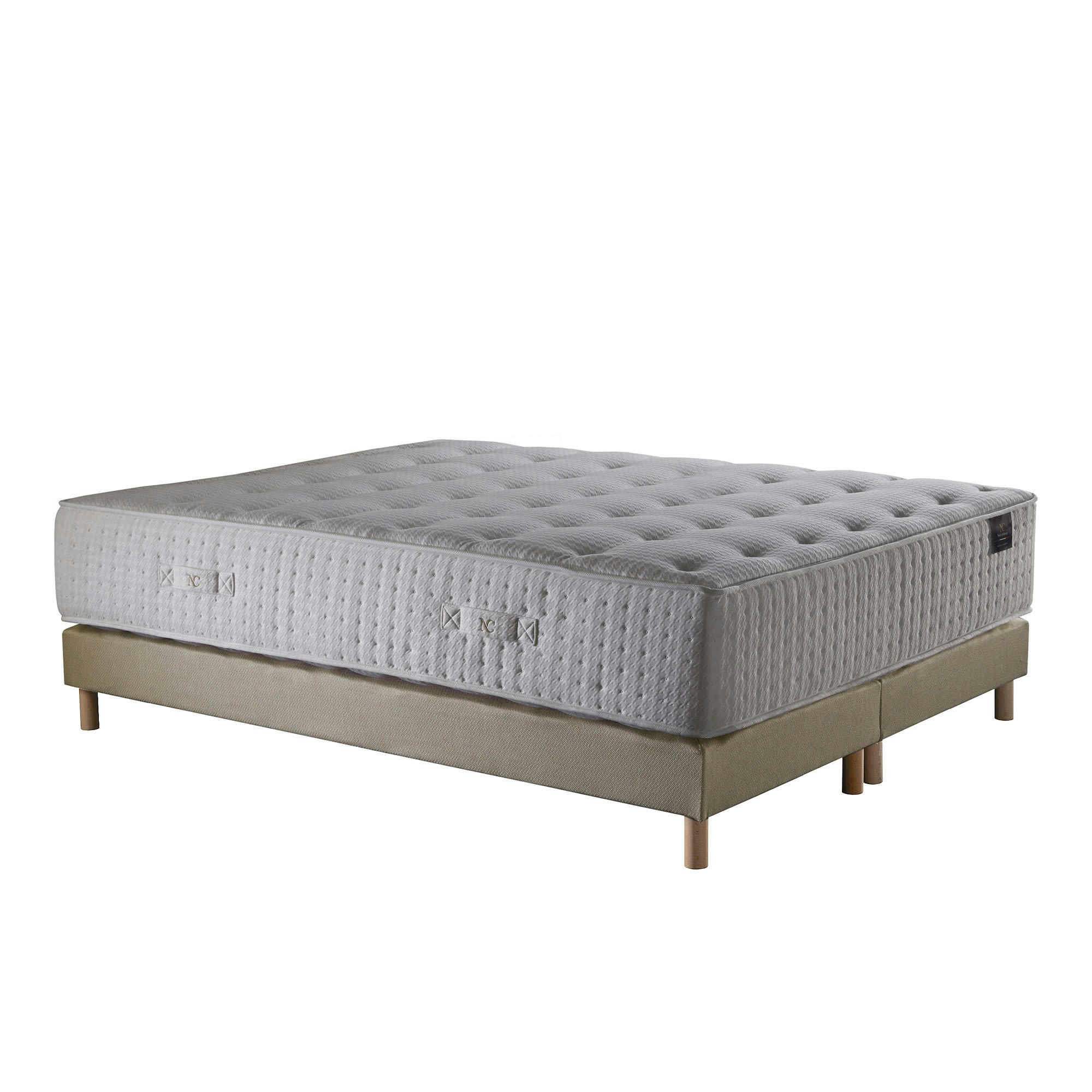 HELIOS - Ensemble Matelas ressorts Mémoire de forme Latex sommier Jaune 140x190