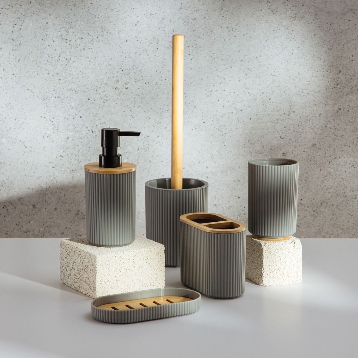 Zestaw łazienkowy LORETO 5 el. Szary