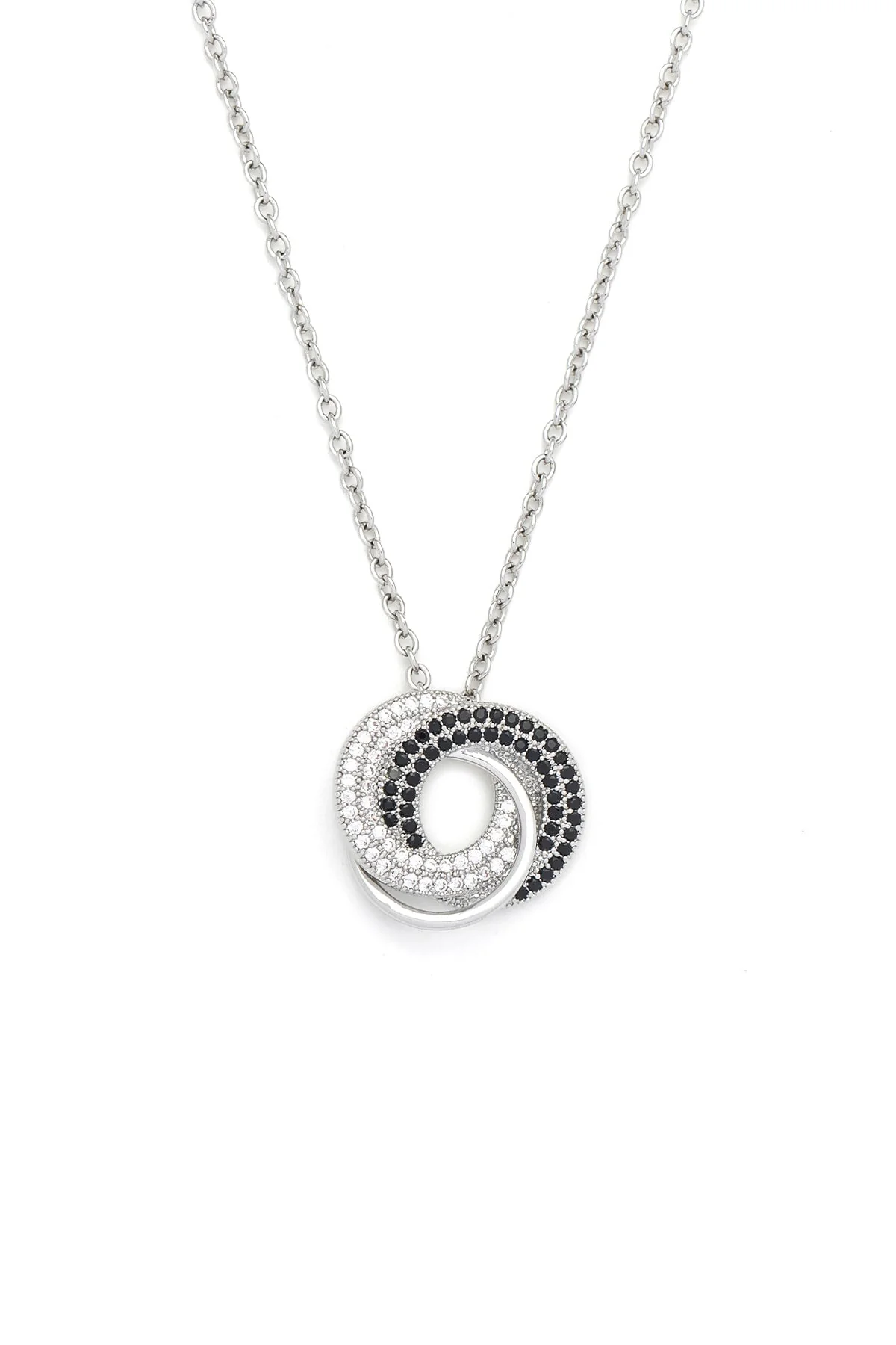 Silver Spiral Necklace With Stones