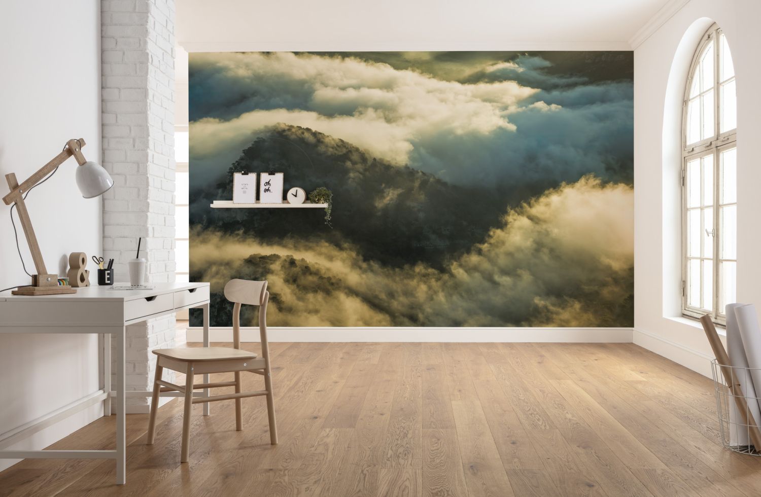 Sanders & Sanders fotobehang landschap groen grijs en wit - 450 x 280 cm - 612649