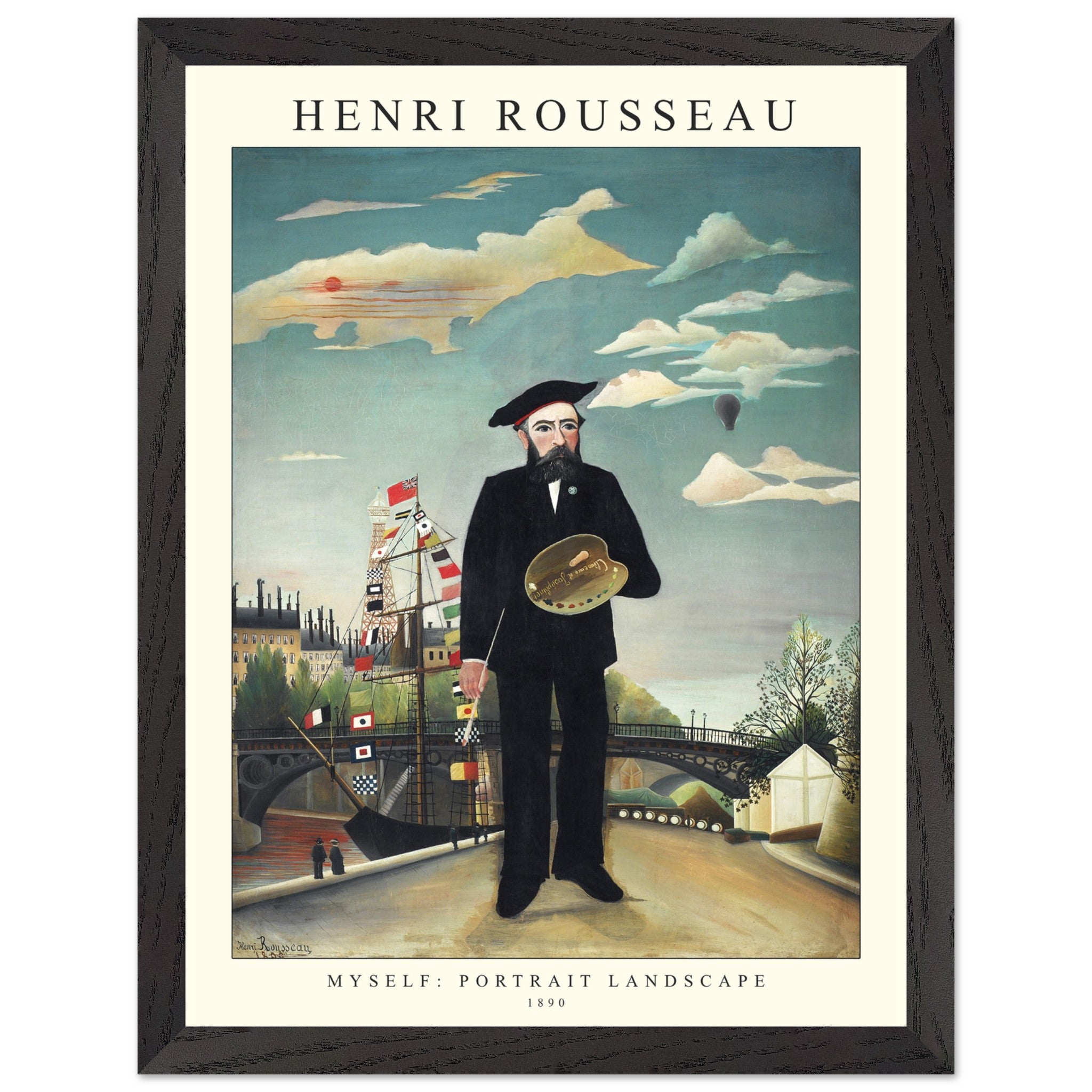 Artfulprints Poster met Lijst Henri Rousseau - Portrait landscape  - 30x40 cm - Blauw