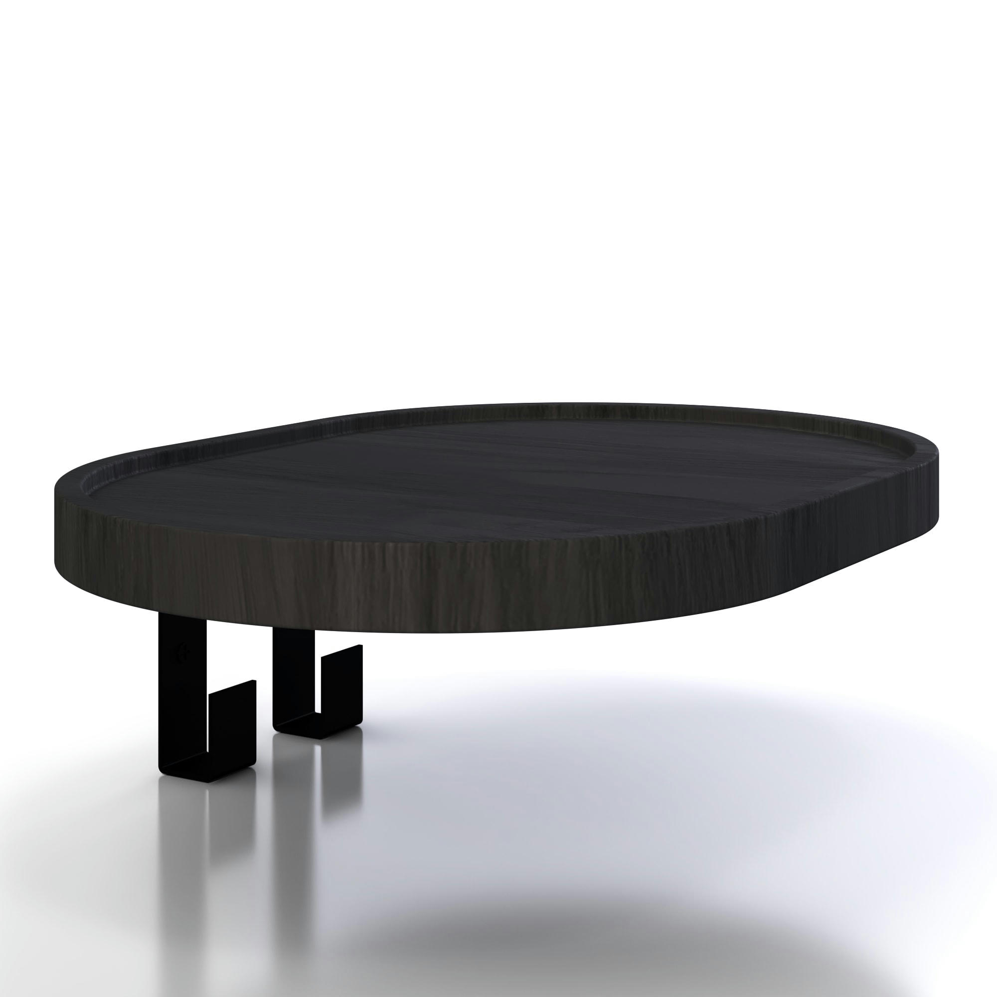 WOODY - Portemanteaux mural avec 2 crochets en chêne massif noir