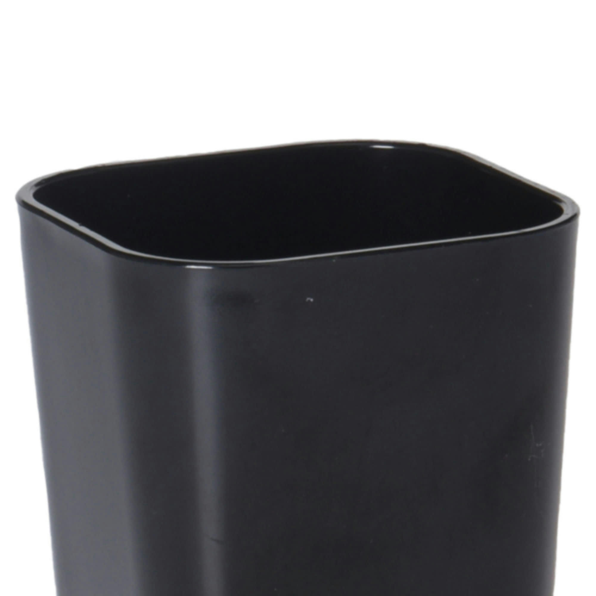 - Gobelet salle de bain noir et bambou - 7.5x7.5x11.5cm