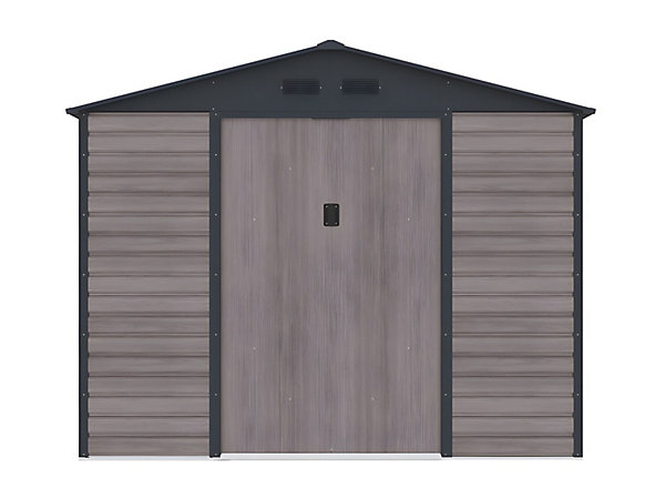 Abri de jardin métal en acier galvanisé effet bois gris 8,94 m² - ADELMO