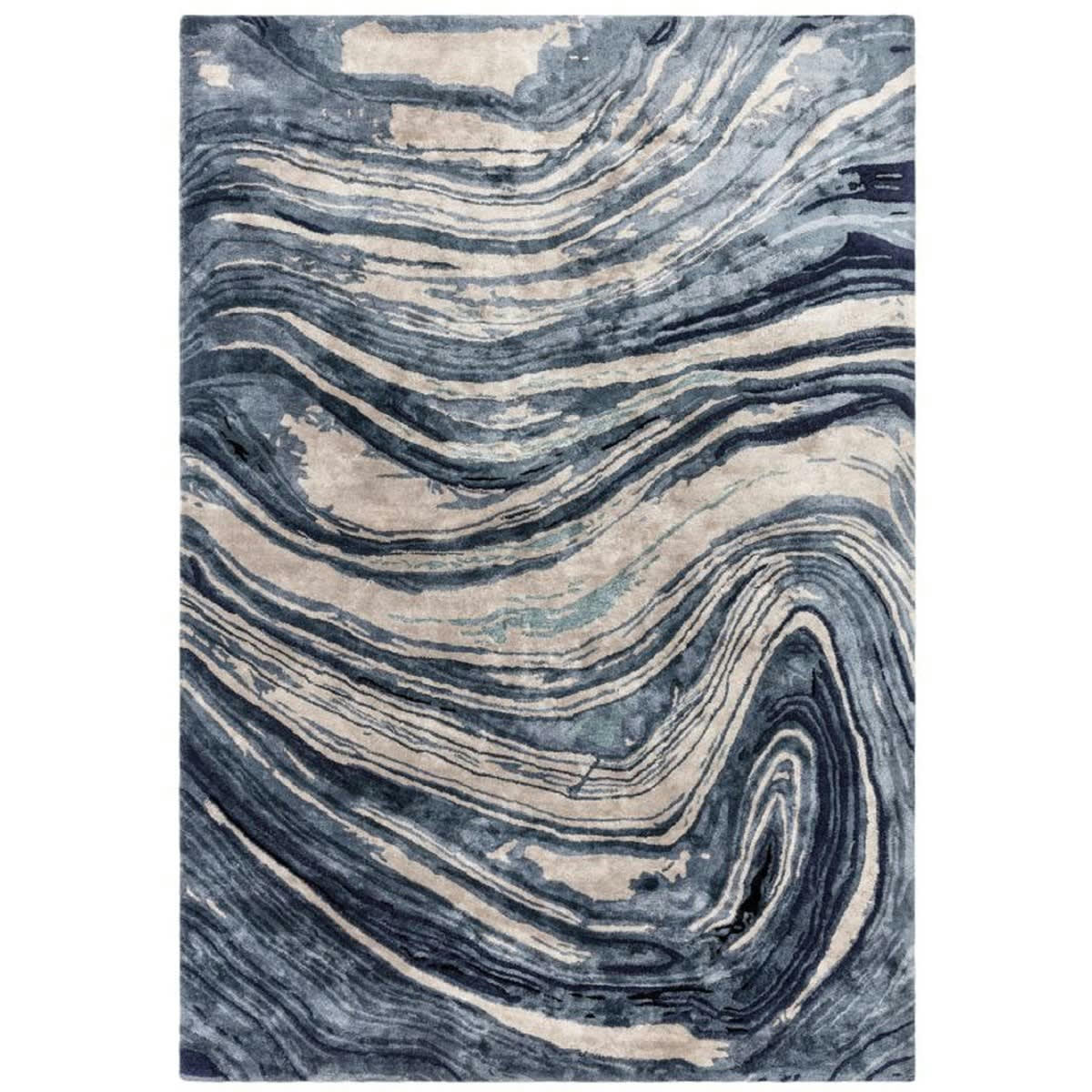TOSCANIA - Tapis de salon en viscose bleu 240x340 cm