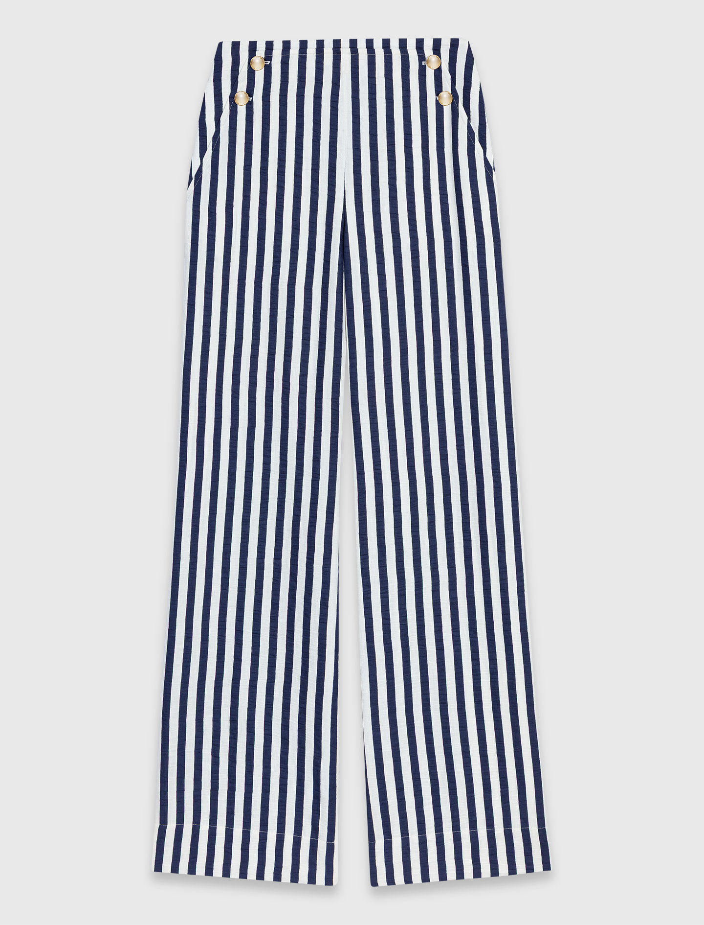 Pantalon à pont en lin mélangé