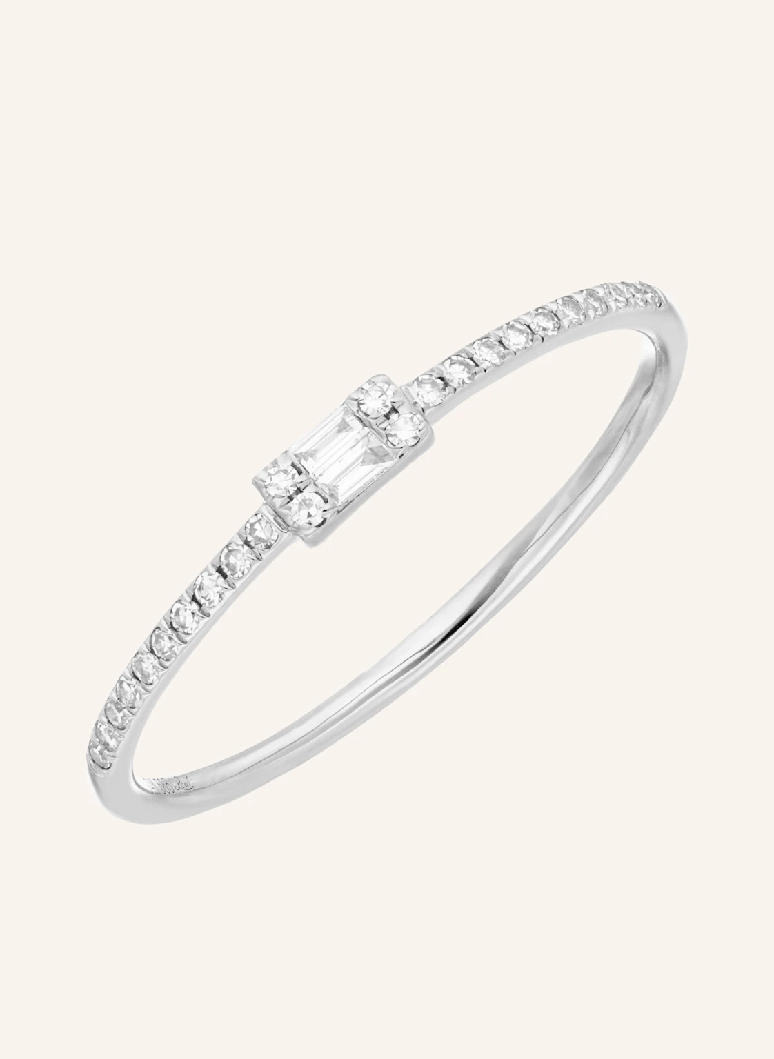 Leaf Ring TINY BAQUETTE aus 14 Karat Weißgold mit Diamanten