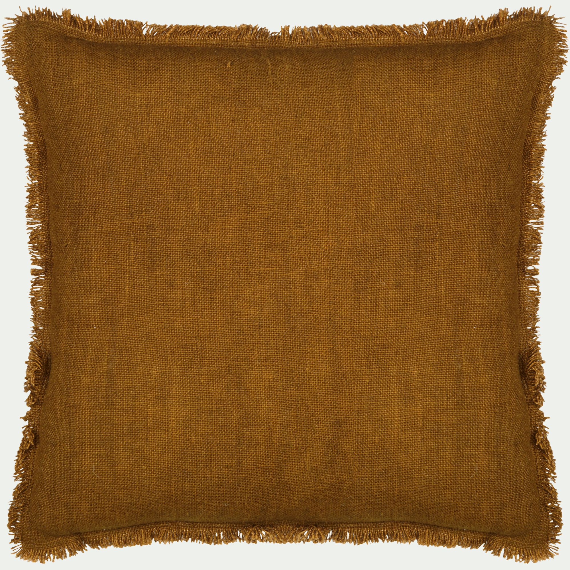 TANTA - Coussin frangé en lin 45x45cm - brun alep