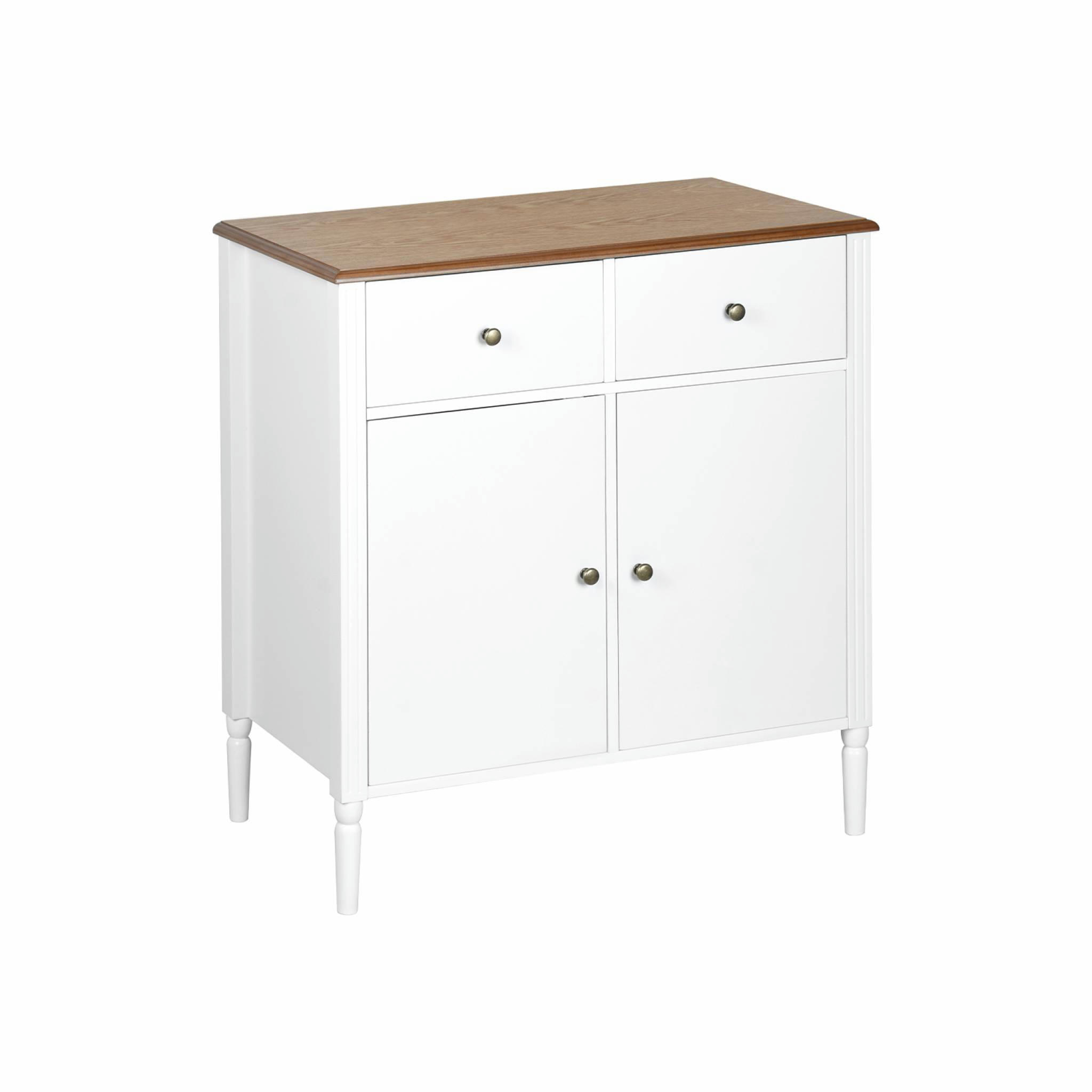 CELESTE - Buffet deux portes avec placage en bois de frêne, blanc et bois