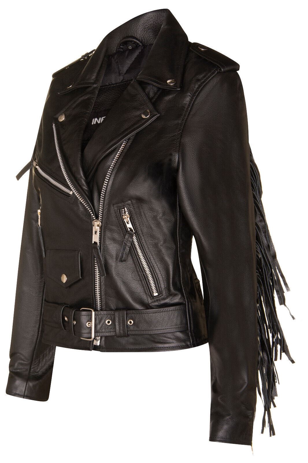 Infinity Leather FRINGE TASSELED Biker Jacket - Seville