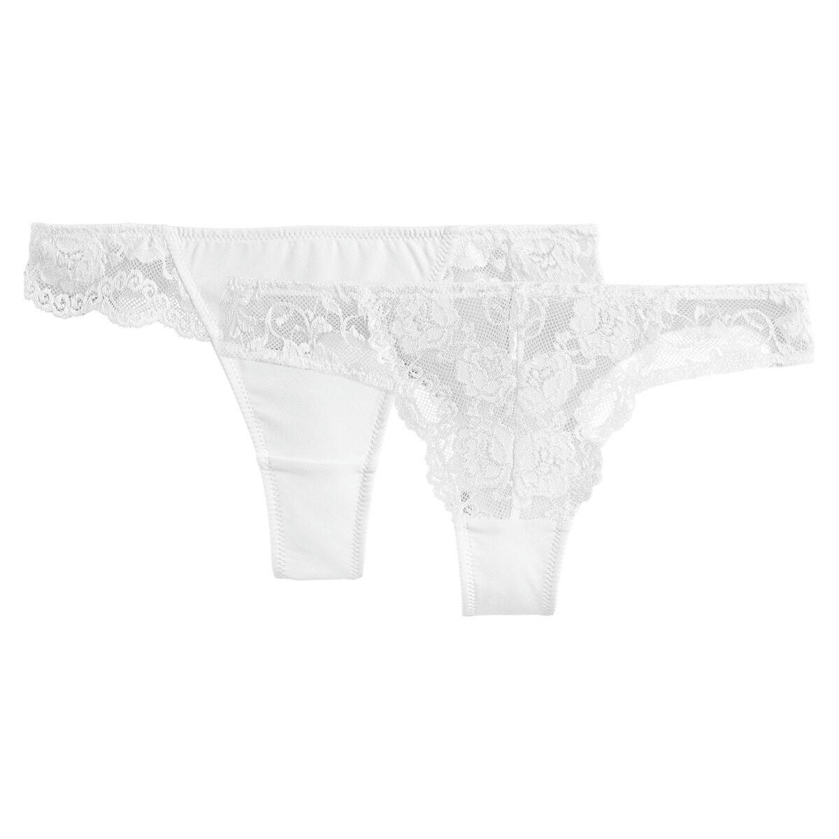 Lot de 2 tangas en dentelle et microfibre Anthea
