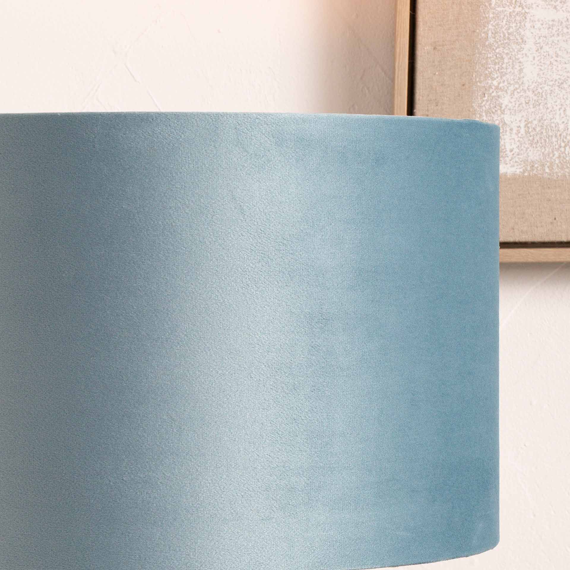 Ruma Duck Egg Velvet Cylinder Shade for Table Lamps and Floor Lamps