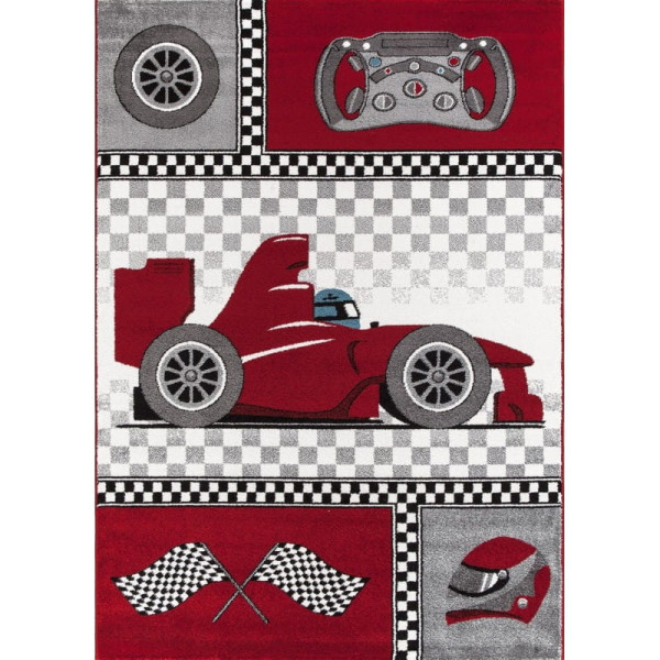 Dywan dziecięcy Kids Wyścigi czerwony 80 cm x 150 cm