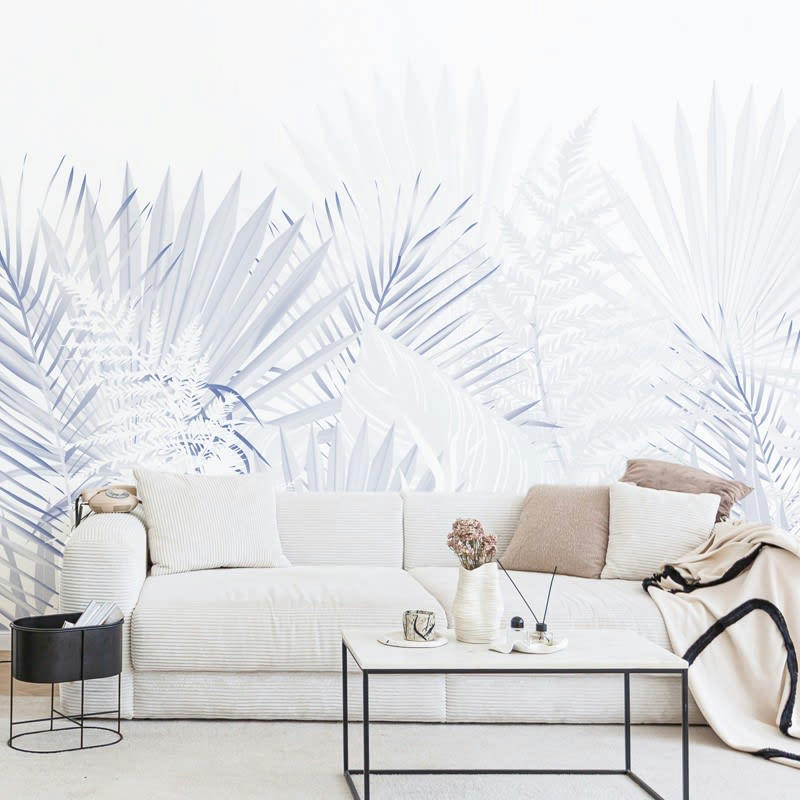 GAÏA BLEU - Papier Peint Panoramique L336xH270cm Bleu Feuillage