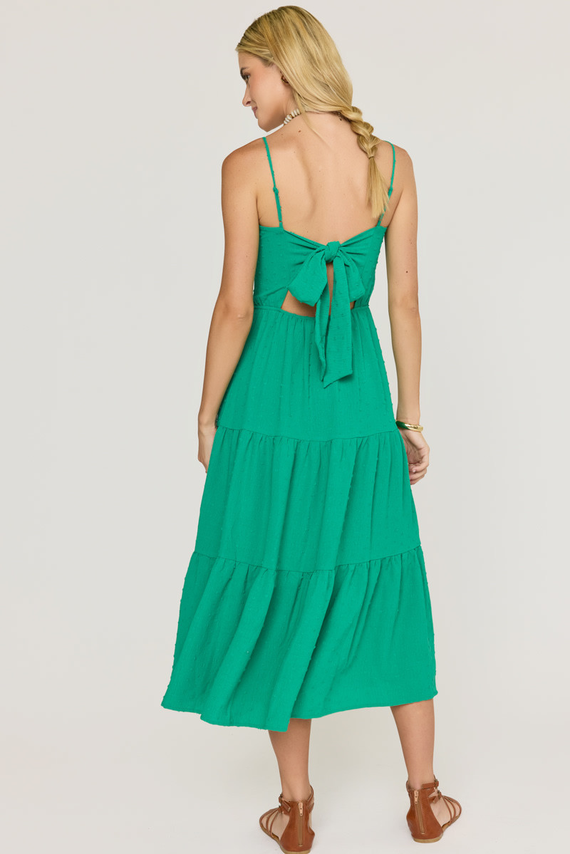 Nina Clip Dot Bow Back Midi Dress