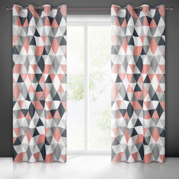 Zasłona na przelotkach ADINA 140x250 biała   różowa