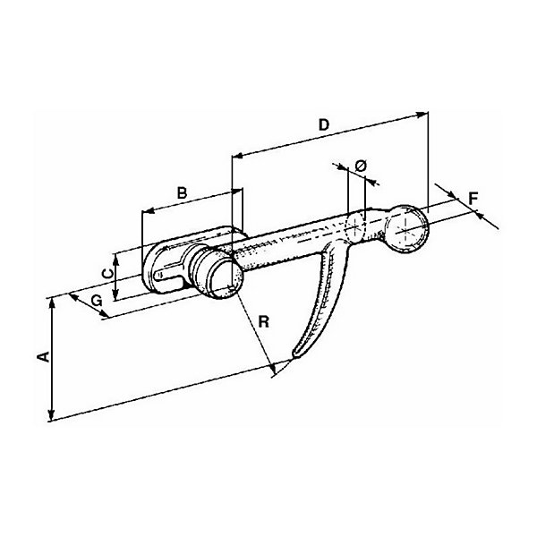 Fermeture pour remorque à verrou droite très légère 12 mm AMA