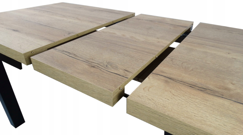 Stół kwadrat 80x80 rozkładany do 240 cm CZARNY   HALIFAX NATURALNY EGGER
