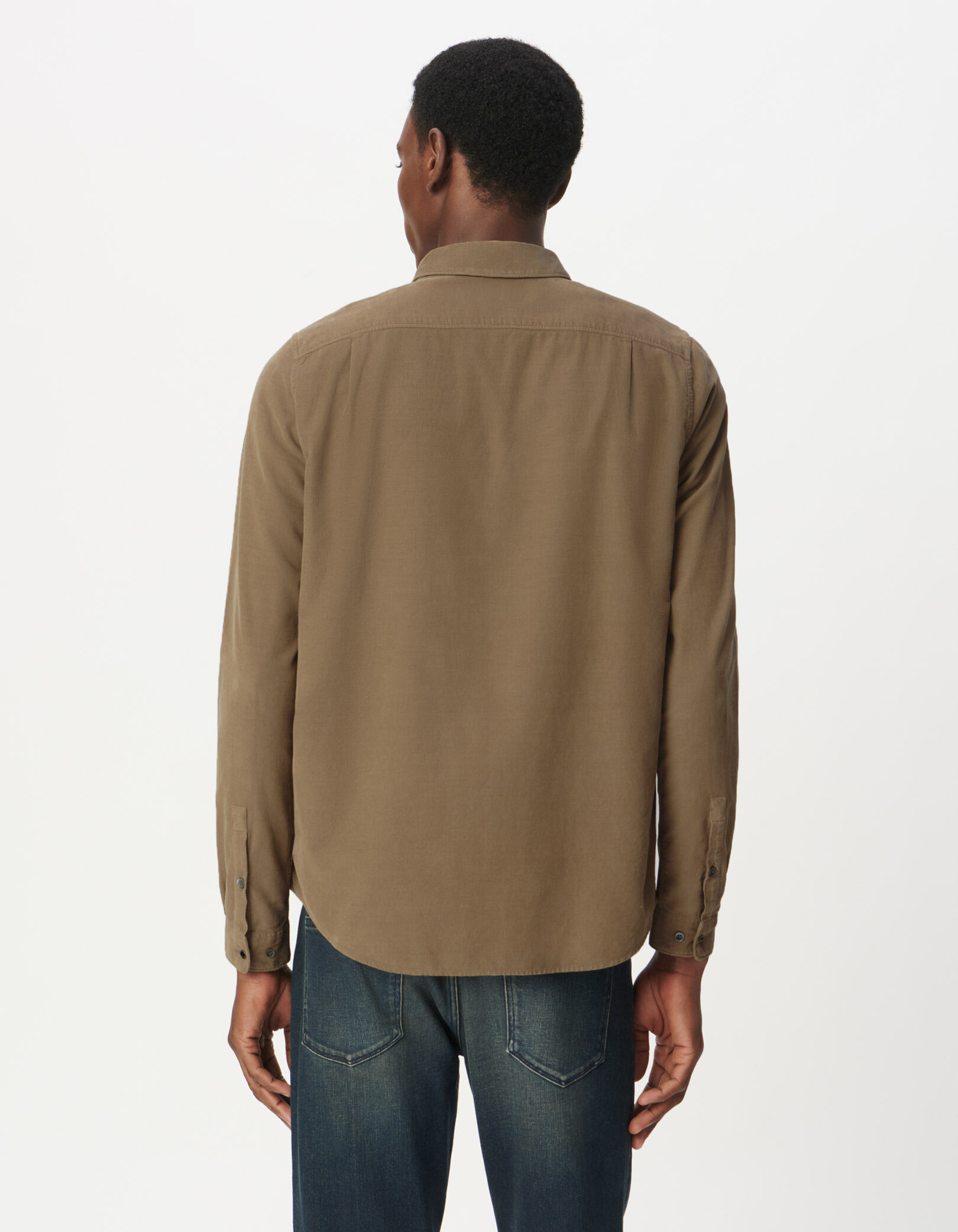 Chemise regular marine coton bio velours milleraies Homme