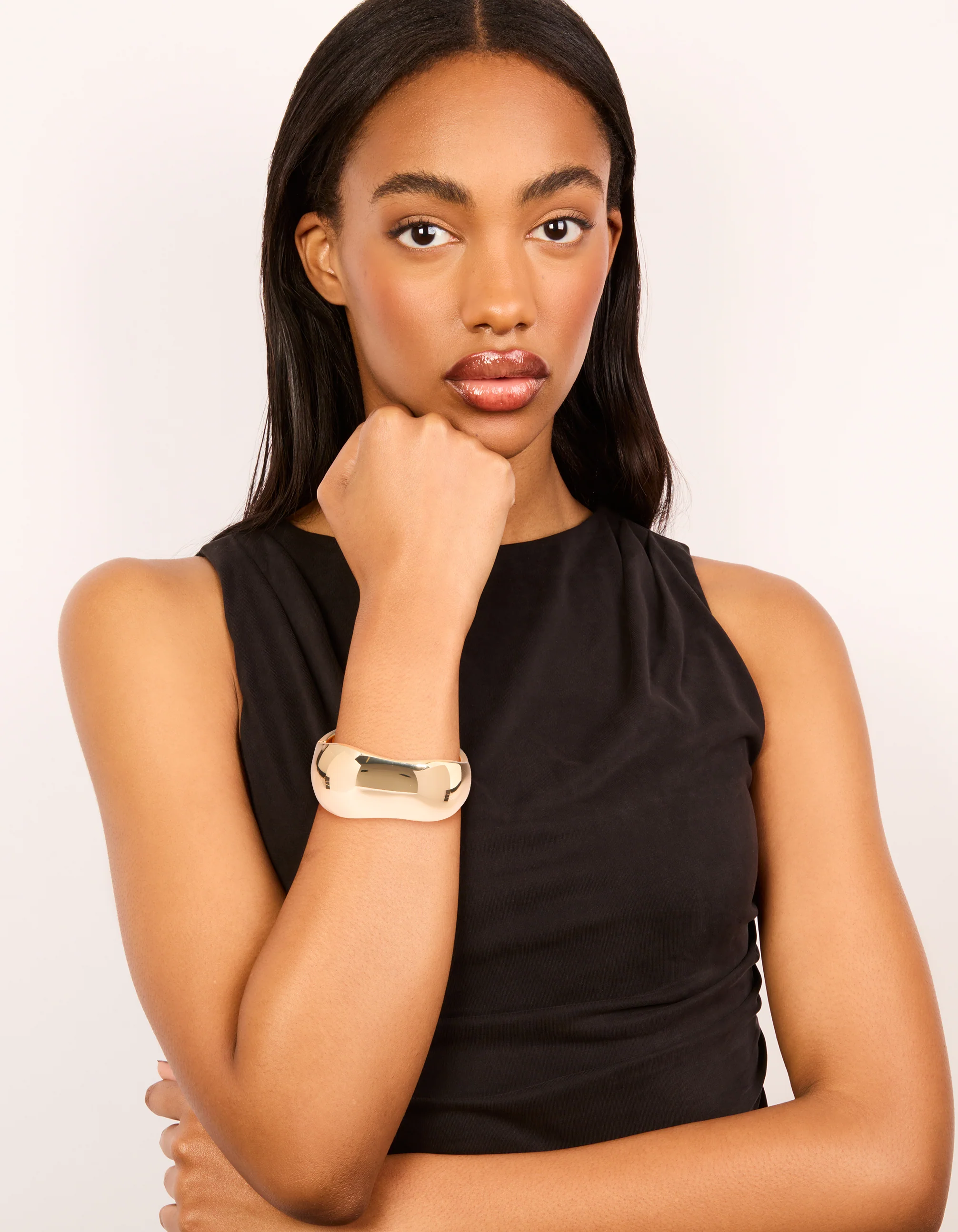Gold Plated Chunky Hinged Molten Bangle