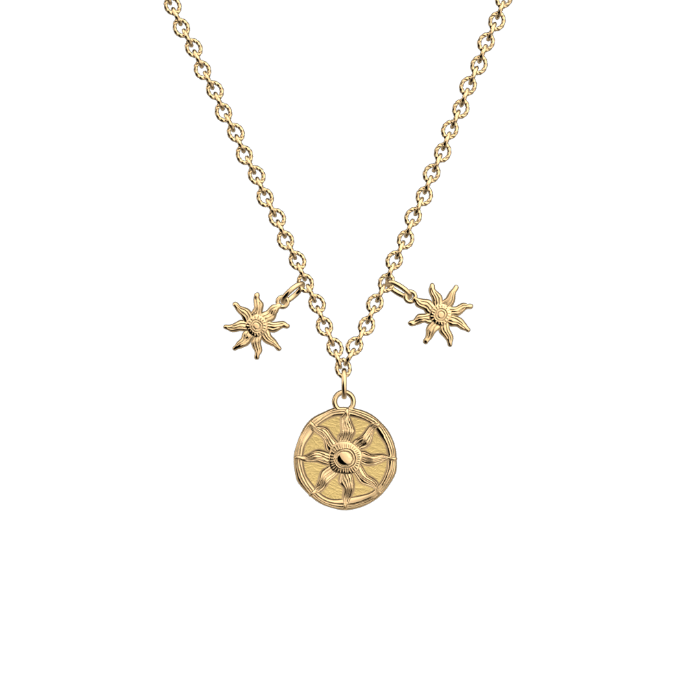Collier Hélios, cuir réversible Déesse / Chimère