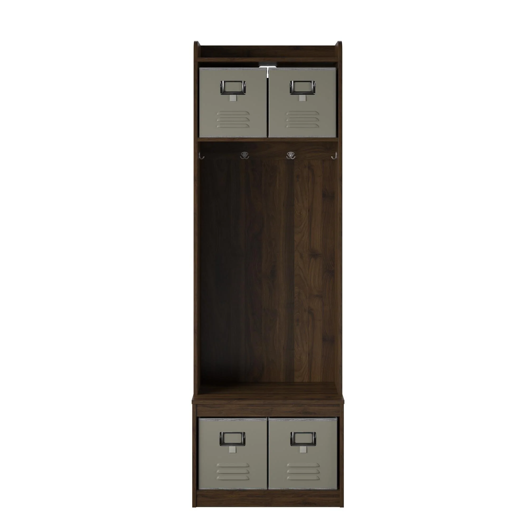The Novogratz Journey Walnut Entryway Hall Tree with Storage Bench