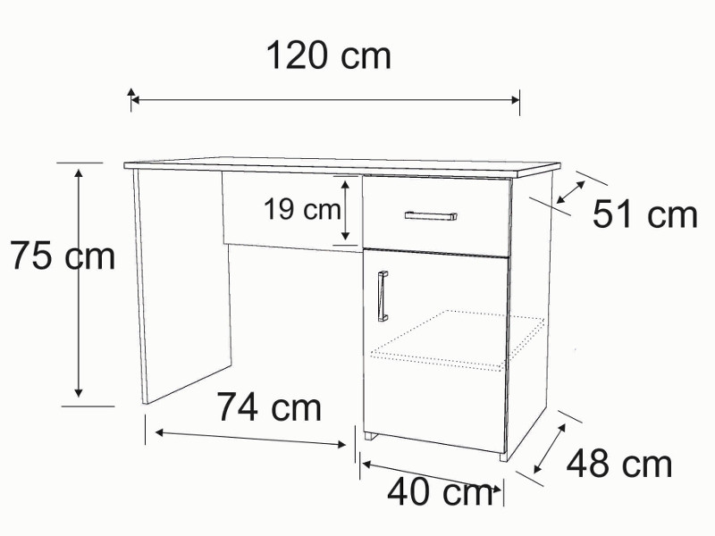 Biurko FRANEK 120 cm z szuflada Białe