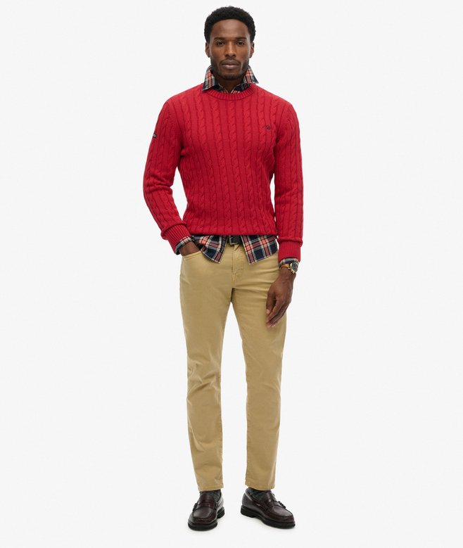 Cotton Cable Knit Crew Jumper