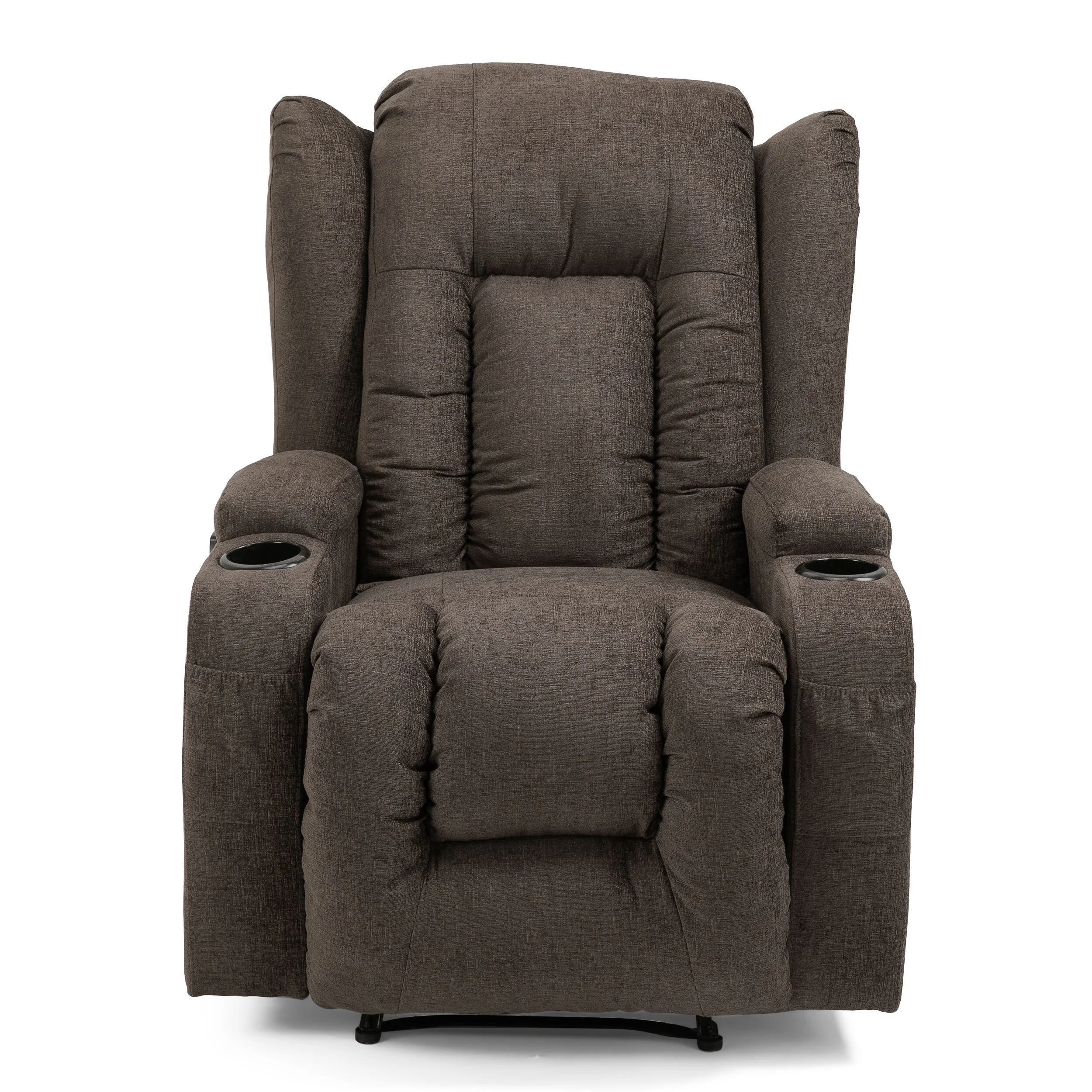 Massage Recliner with Heating, 5 Massage Modes, Cup Holders, Remote Control, and Manual Recline Feature
