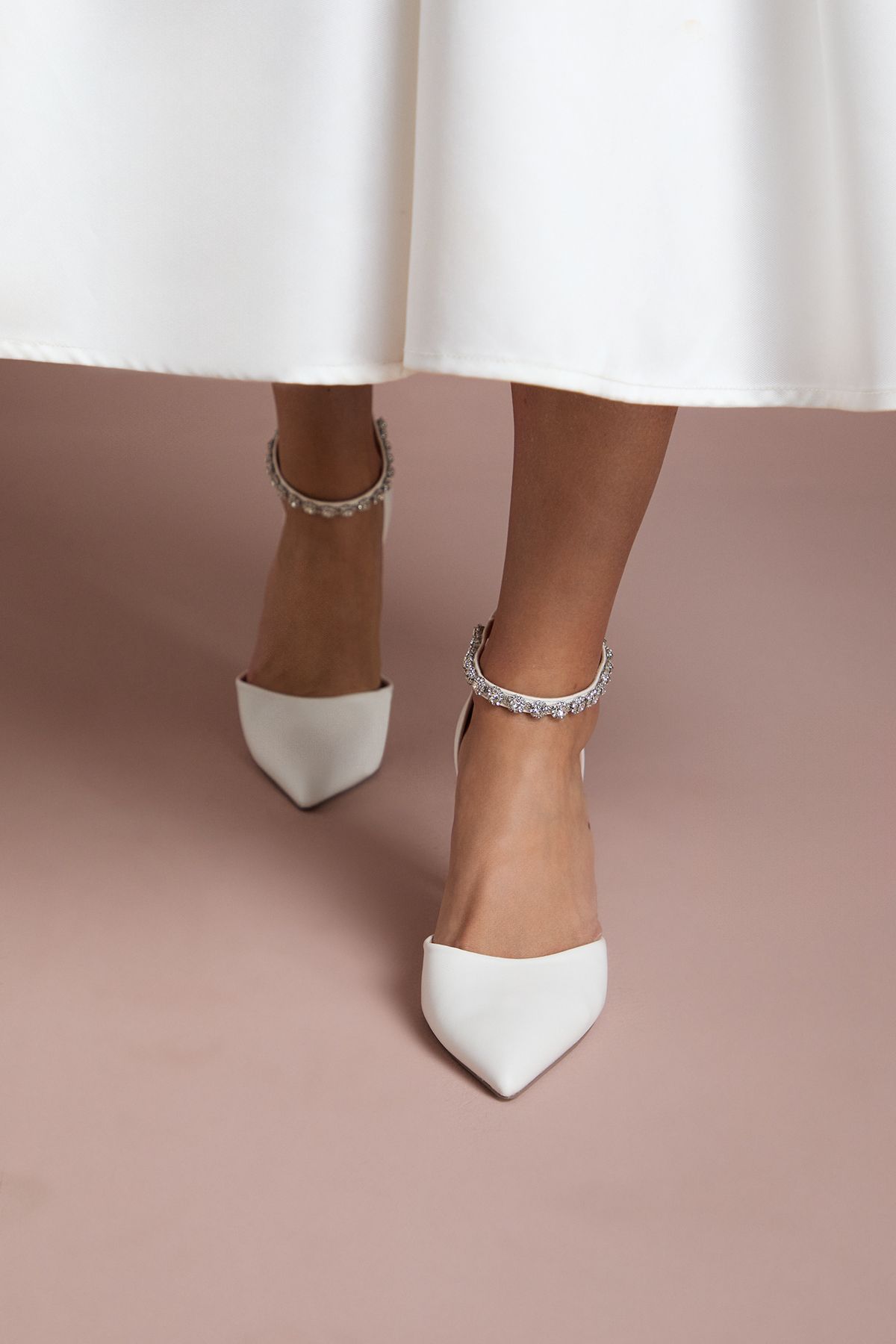 Coast Bridal Wide Fit Tatiana Faux Leather Jewelled Anklet High Stiletto Court Shoes