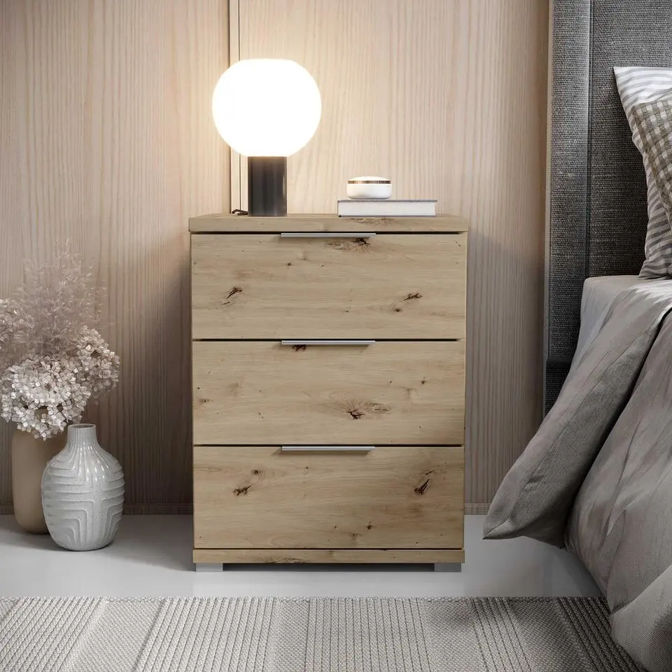 Nachtkastje Smilla - 42x46x61cm - 3 lades - artisan eikdecor