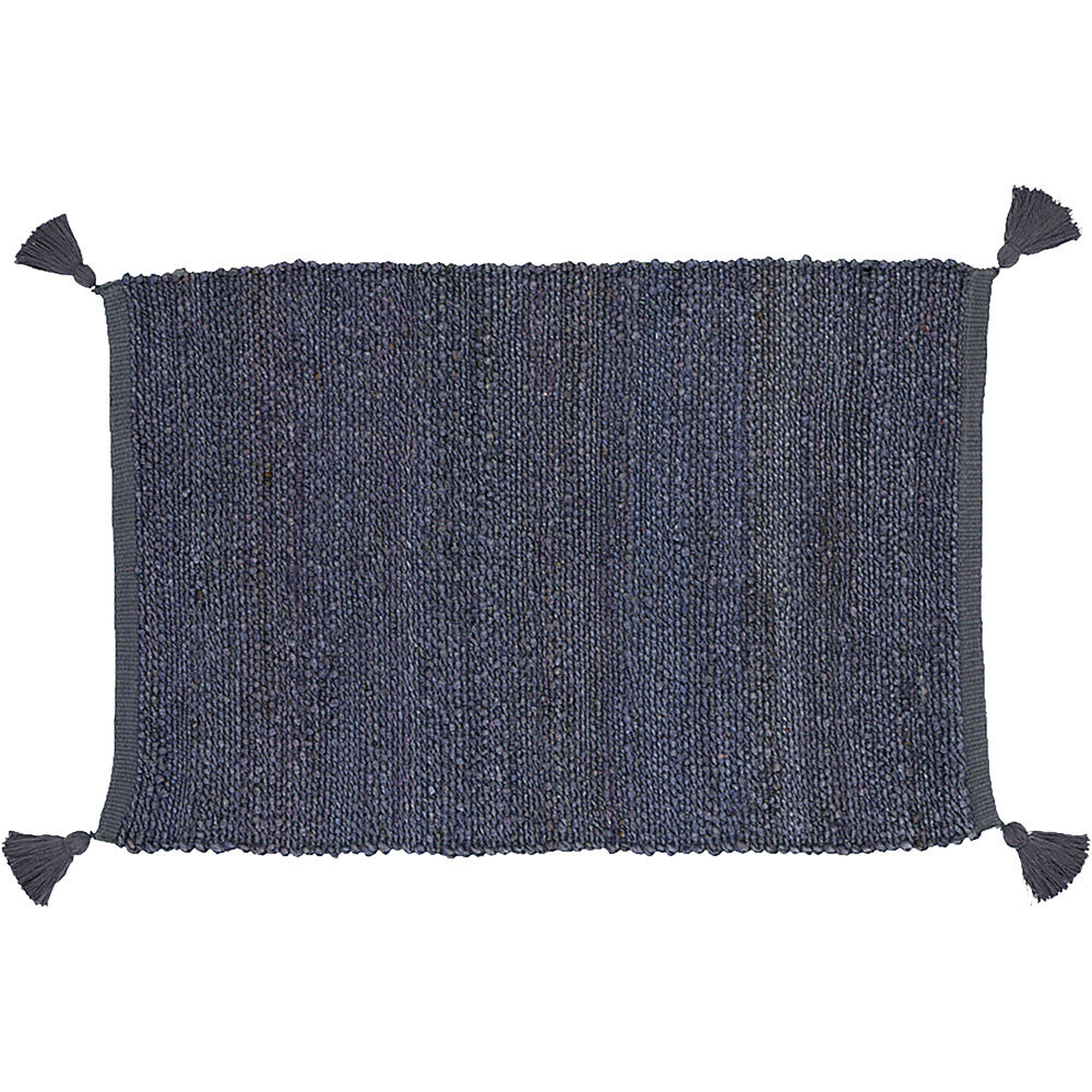 Tapis rectangulaire jute bleu