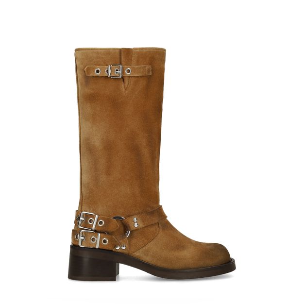 Bruine buckle biker boots